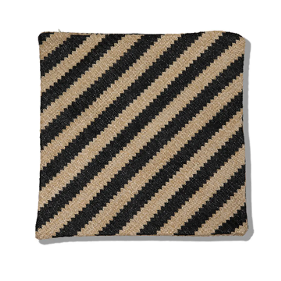 FUNDA DE COJIN DE RAFIA CRUDO/NEGRO LINEAS TRANSVERSALES (45 X 45 CM) 1