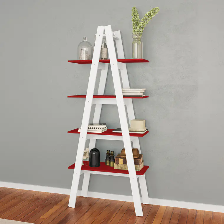 ESTANTE TRIA BLANCO-ROJO (77 X 33 X 180 CM) 2
