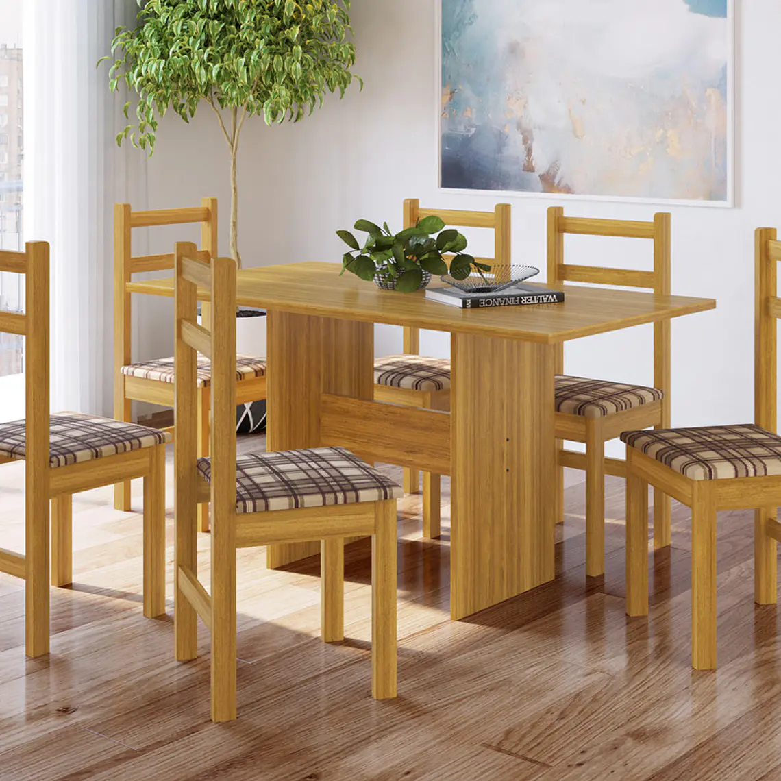 COMEDOR CAMPO 6 SILLAS MADERA MACIZA CANELA (140 X 75 X 98 CM) 2