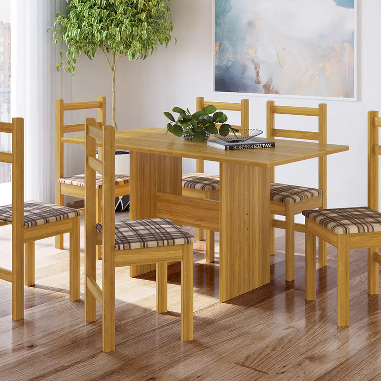 COMEDOR CAMPO 6 SILLAS MADERA MACIZA CANELA (140 X 75 X 98 CM) 2