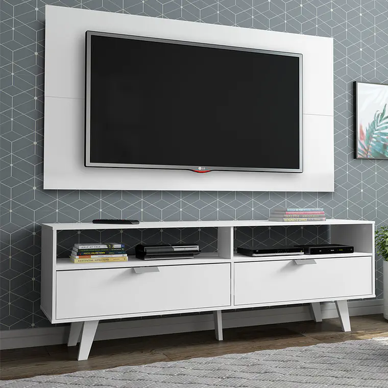 RACK CON PANEL OSLO BLANCO (RACK 136 X 39 X 54 / PANEL 136 X 72 CM) 2