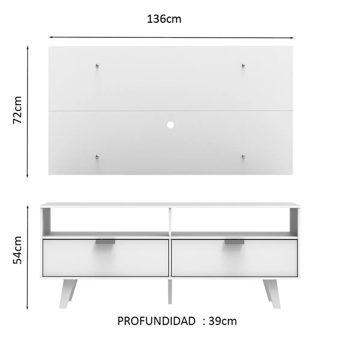 RACK CON PANEL OSLO BLANCO (RACK 136 X 39 X 54 / PANEL 136 X 72 CM) 3