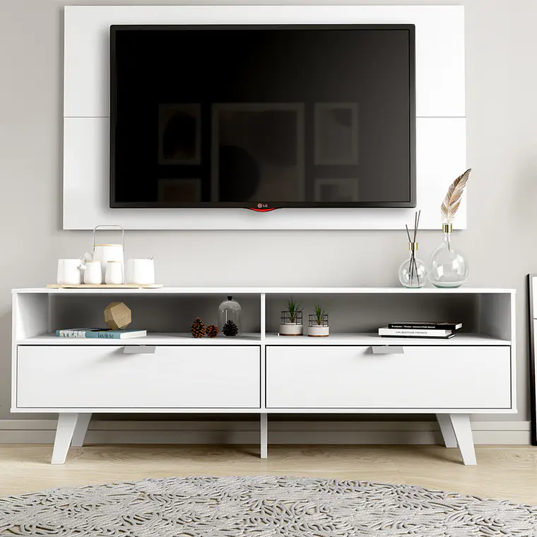 RACK CON PANEL OSLO BLANCO (RACK 136 X 39 X 54 / PANEL 136 X 72 CM) 7