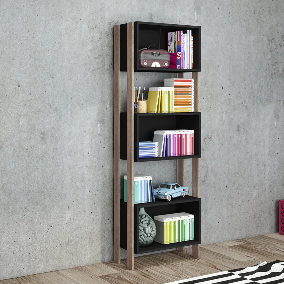 ESTANTE JAM NEGRO-RUSTICO (60 X 30 X 180 CM) 3