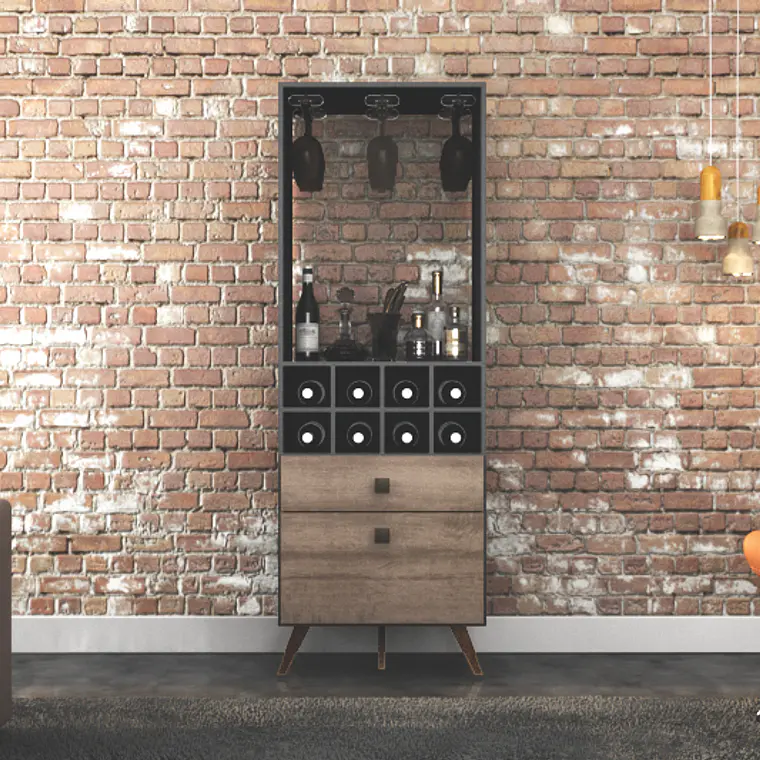 VITRINA JAYA BAR 1 CAJON 1 GABETA NEGRO-RUSTICO (61.3 X 40 X 176 CM) 1