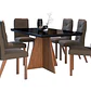 COMEDOR CRUZ VIDRIO NEGRO CON 6 SILLAS JOLI MARRÓN (160 X 90 X 78 CM) - Miniatura 1