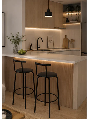 TABURETE BITRUS NEGRO (38 X 40 X 93 CM)