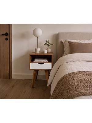 MESA AUXILIAR VIP FREIJO - BLANCO (44 X 35 X 73 CM)