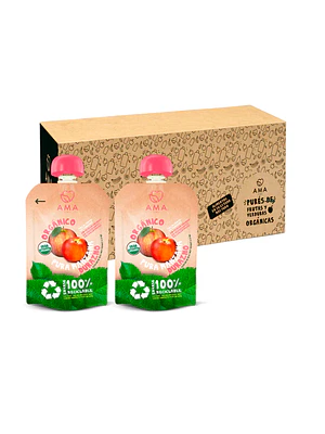 PACK 32 UNID-  PURÉ MANZANA DURAZNO ORGÁNICO 90G (FECHA DE VENCIMIENTO: 11-10-26)
