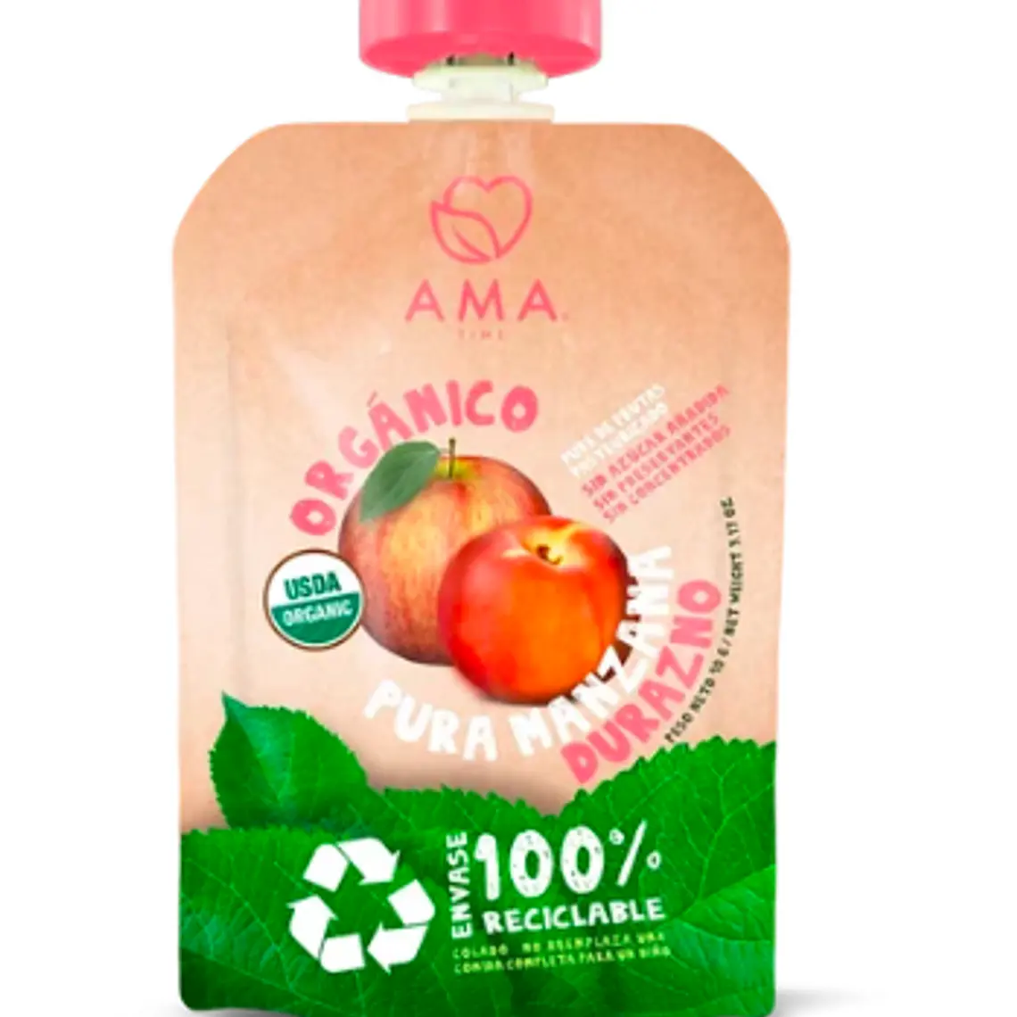 PACK 32 UNID-  PURÉ MANZANA DURAZNO ORGÁNICO 90G (FECHA DE VENCIMIENTO: 11-10-26) 3