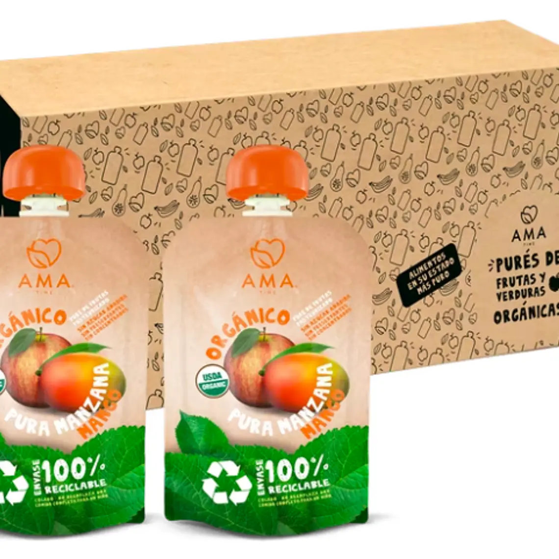 PACK 32 UNID- PURÉ MANZANA MANGO ORGÁNICO 90G (FECHA DE VENCIMIENTO: 11-10-26) 2