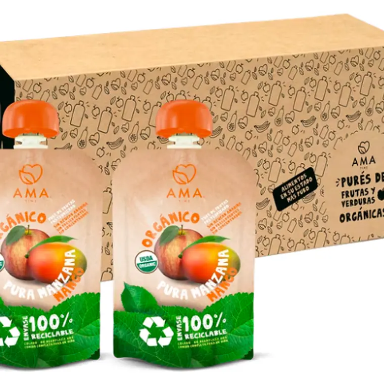 PACK 32 UNID- PURÉ MANZANA MANGO ORGÁNICO 90G (FECHA DE VENCIMIENTO: 11-10-26) 2