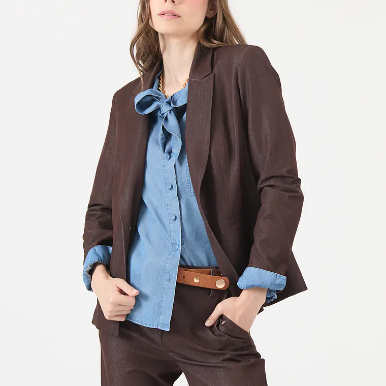 CHAQUETA CUELLO SASTRE CHOCOLATE (TALLA 40 y 42) 1