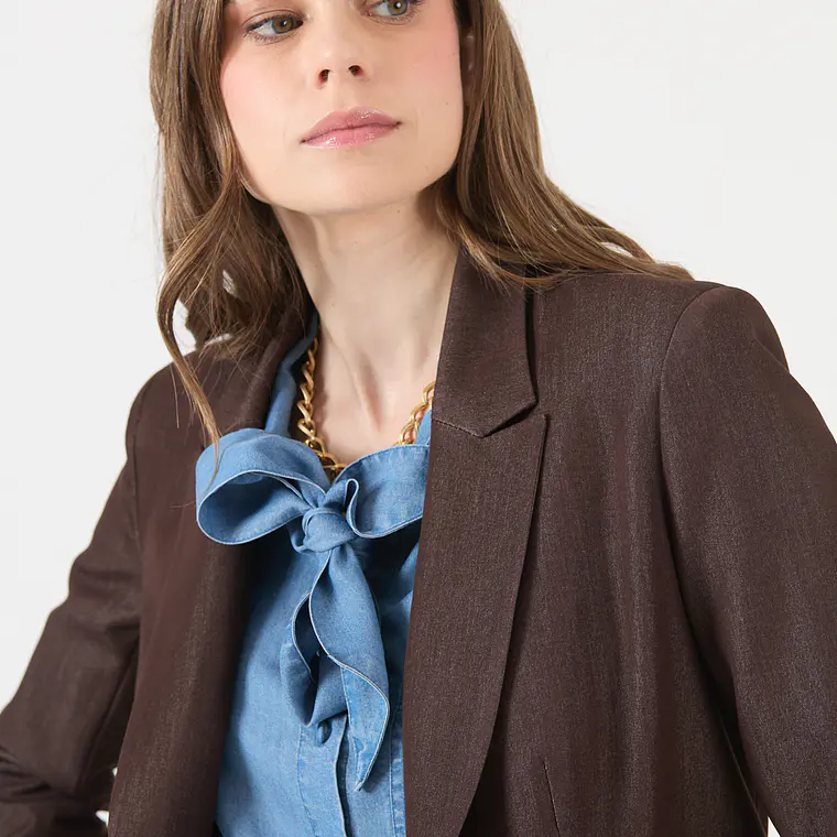 CHAQUETA CUELLO SASTRE CHOCOLATE (TALLA 40 y 42) 2