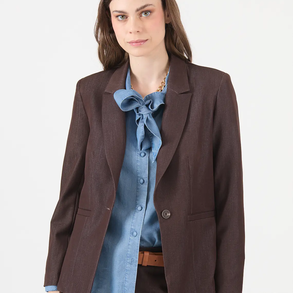 CHAQUETA CUELLO SASTRE CHOCOLATE (TALLA 40 y 42) 3
