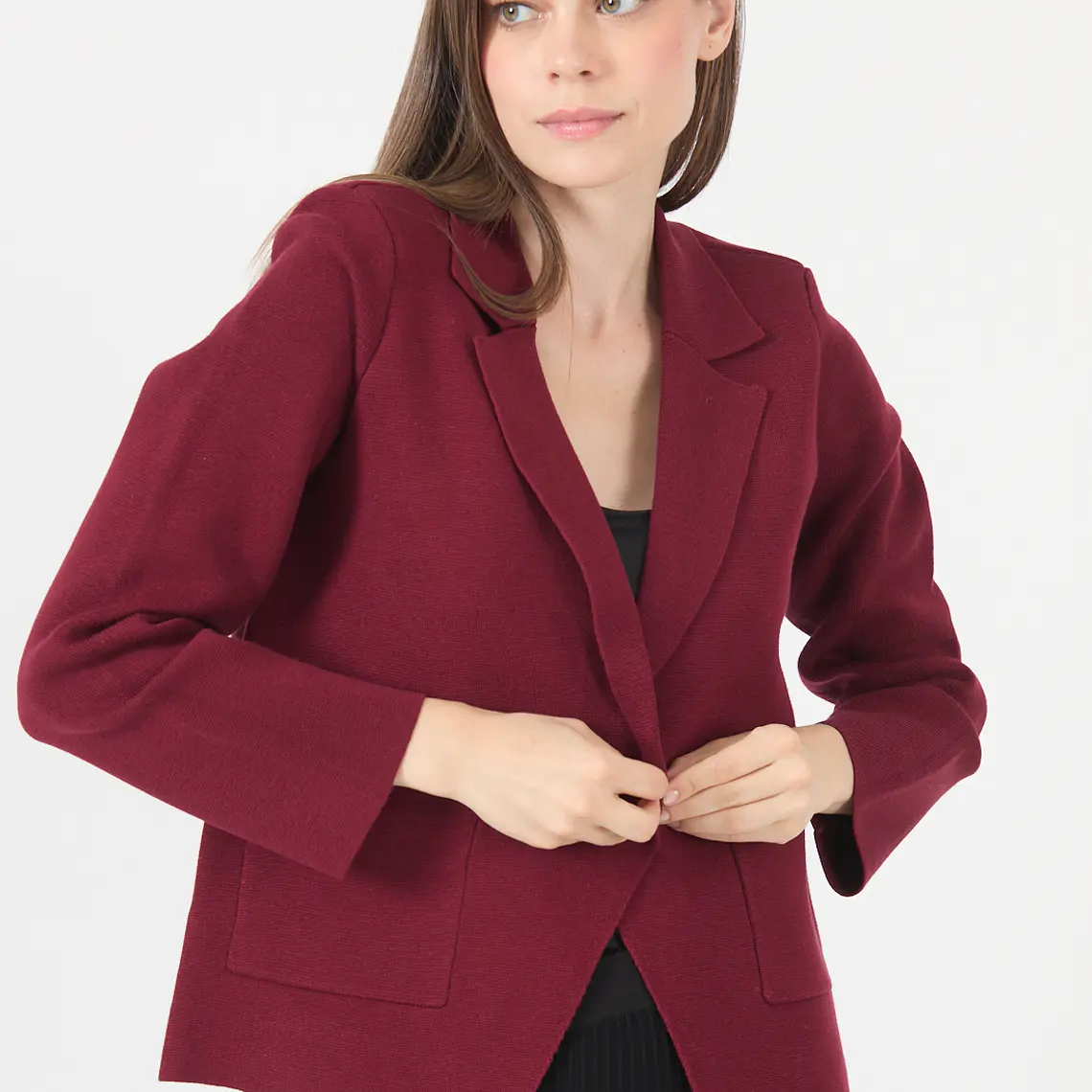 CHAQUETA CUELLO V FRAMBUESA (TALLA M a XL) 3