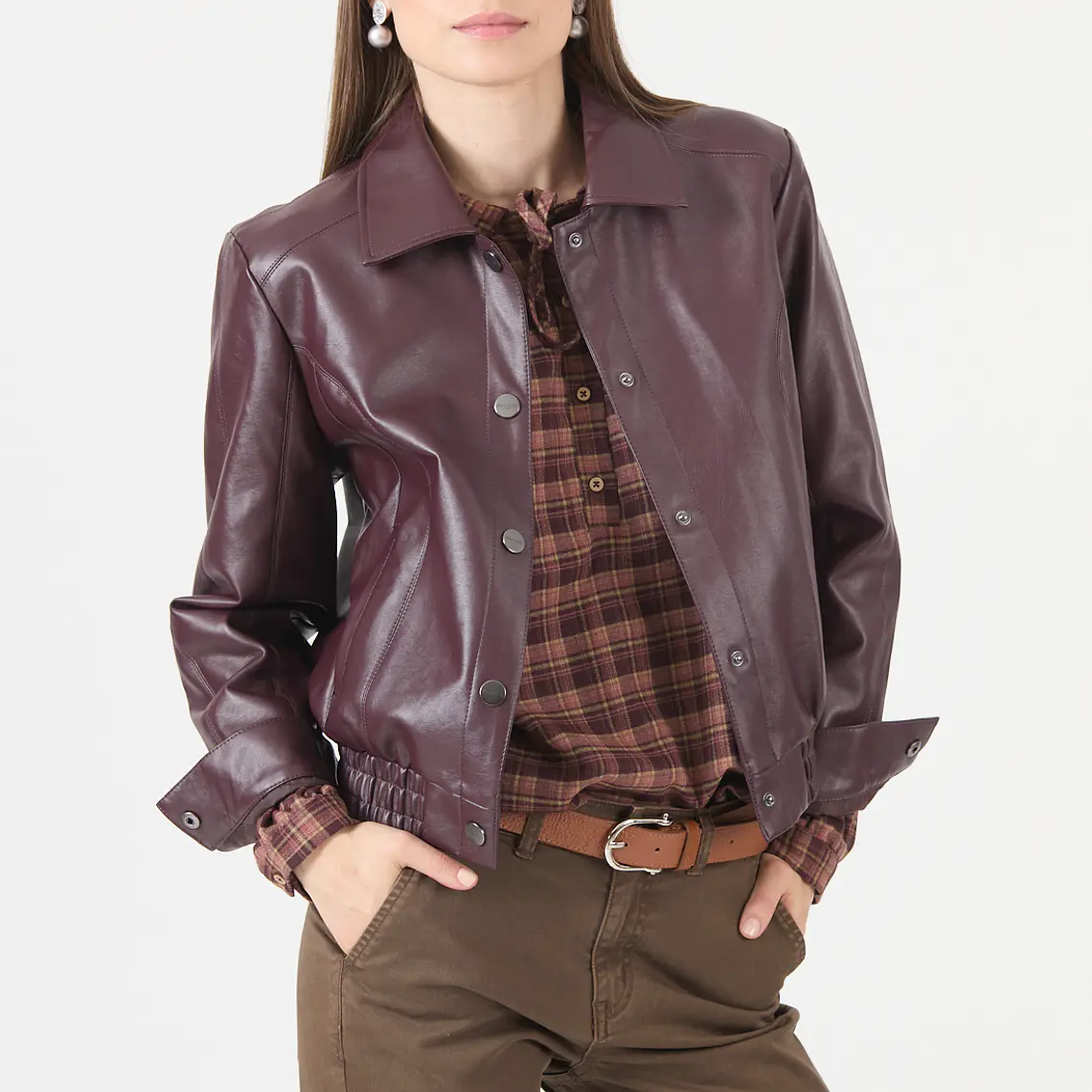 CHAQUETA CASUAL CUELLO CAMISERO COLOR BURDEO (TALLA M a XL) 1