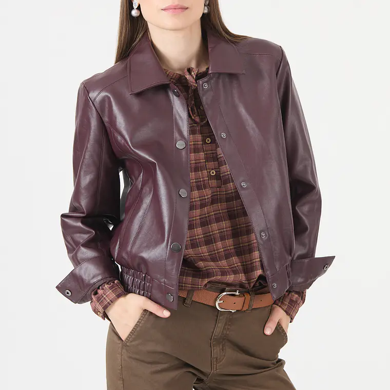 CHAQUETA CASUAL CUELLO CAMISERO COLOR BURDEO (TALLA M a XL) 1