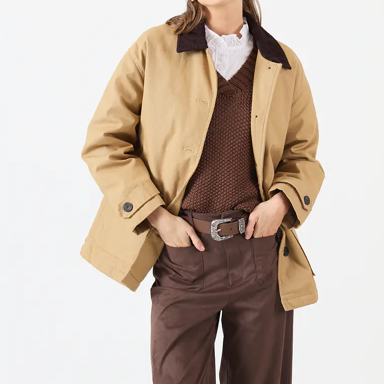 CHAQUETA CASUAL CUELLO CAMISERO COLOR CAMEL (TALLA M a XL) 1