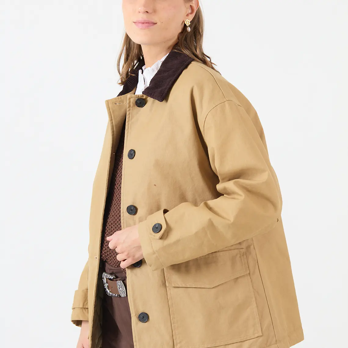 CHAQUETA CASUAL CUELLO CAMISERO COLOR CAMEL (TALLA M a XL) 4