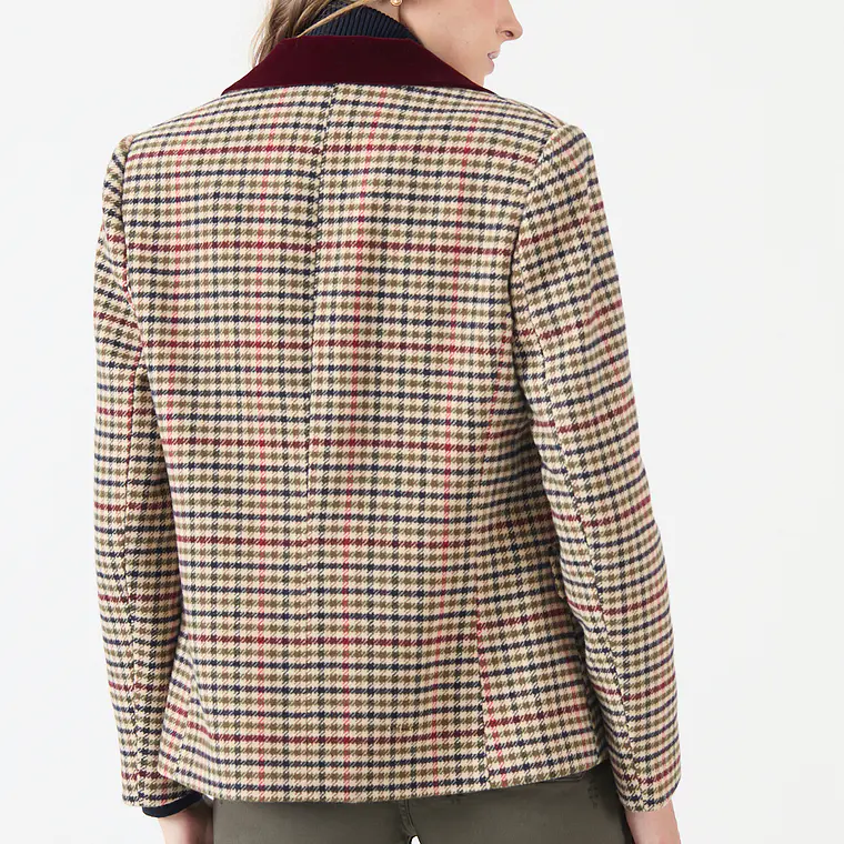 CHAQUETA CUELLO SASTRE CON LANA CUADRILLE BEIGE (TALLA L) 5