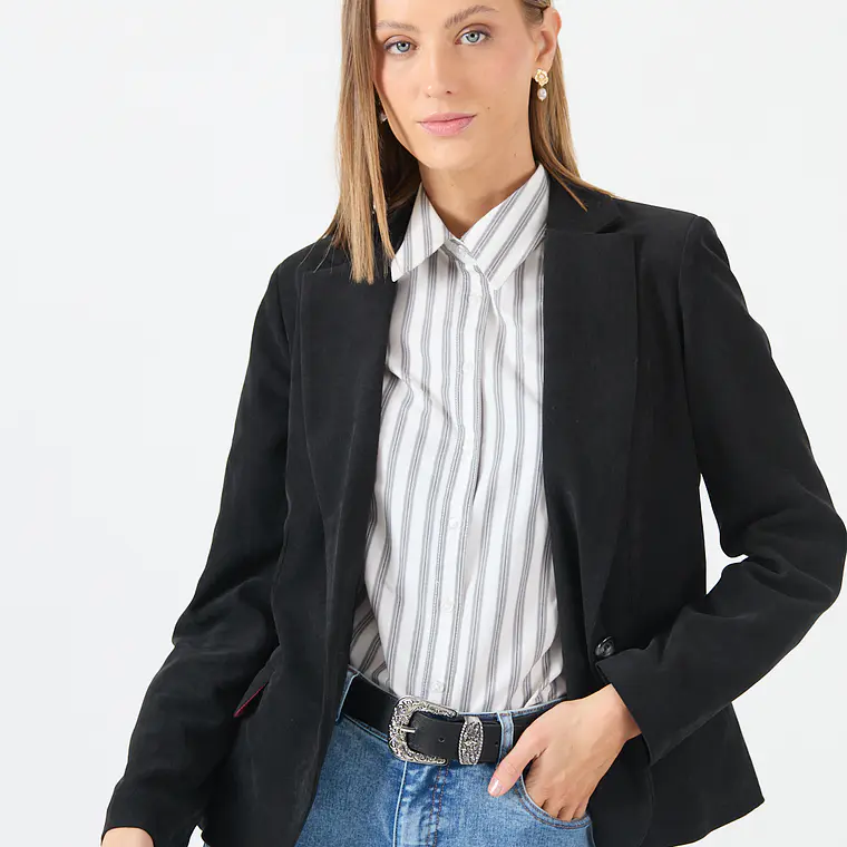 CHAQUETA CASUAL CUELLO SASTRE NEGRO (TALLA S a XL) 1