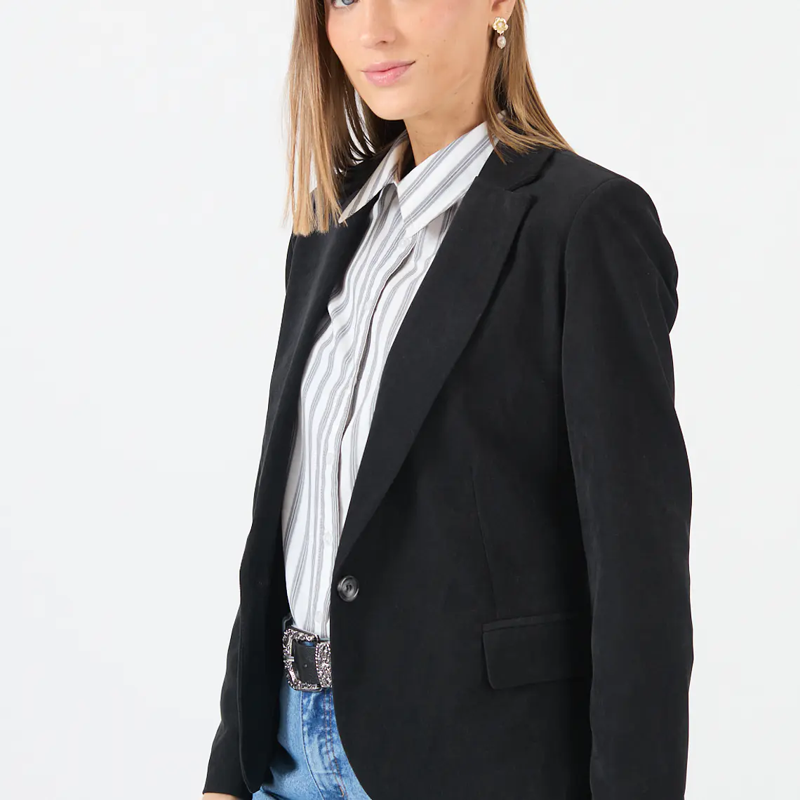 CHAQUETA CASUAL CUELLO SASTRE NEGRO (TALLA S a XL) 4