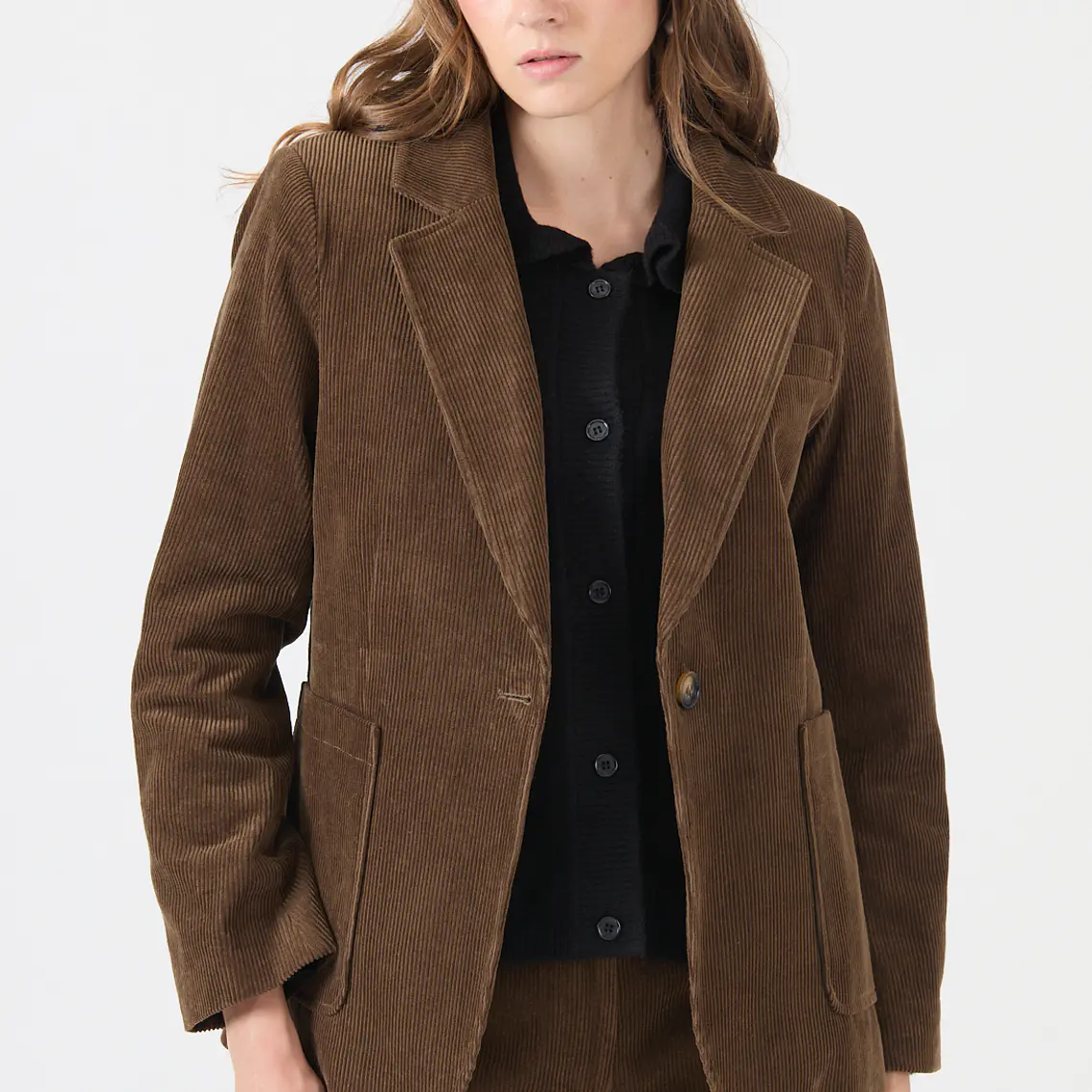 CHAQUETA CASUAL DE CUELLO SASTRE DE COTELE VERDE MUSGO (TALLA M y L)  3