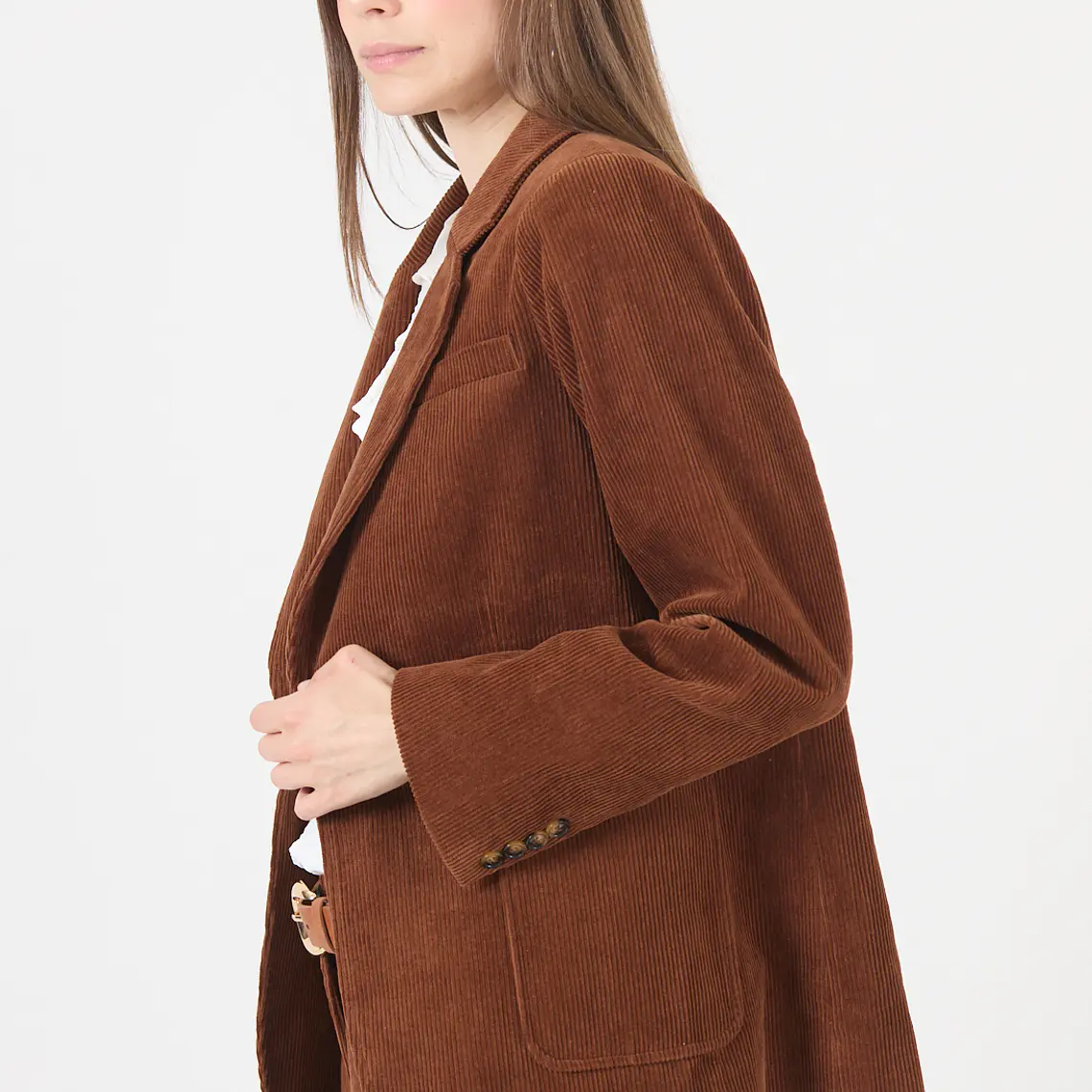 CHAQUETA CASUAL CUELLO SASTRE DE COTELE CAFÉ (TALLA M a XL) 4