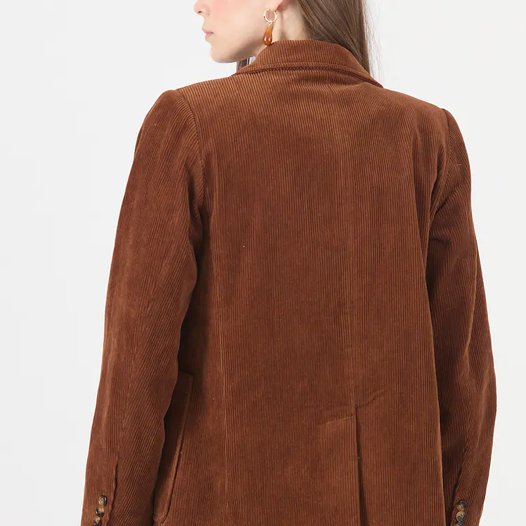CHAQUETA CASUAL CUELLO SASTRE DE COTELE CAFÉ (TALLA M a XL) 5