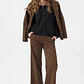 PANTALON WIDE LEG DE COTELE VERDE MUSGO (TALLA 42)  - Miniatura 1