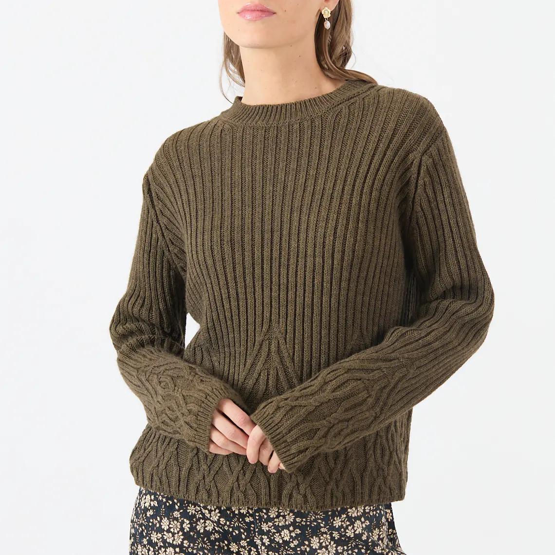 SWEATER CUELLO REDONDO CON ALPACA COLOR VERDE (TALLA S a XL) 1