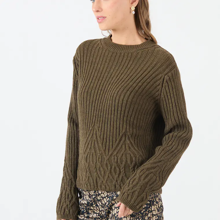 SWEATER CUELLO REDONDO CON ALPACA COLOR VERDE (TALLA S a XL) 2