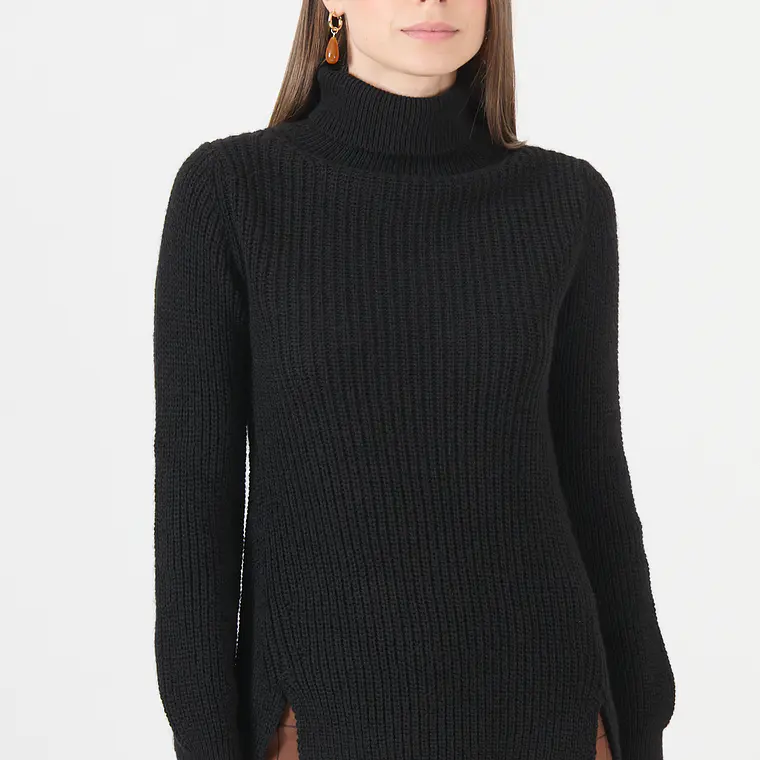 SWEATER CUELLO ALTO CON ALPACA COLOR NEGRO (TALLA S a XL) 1