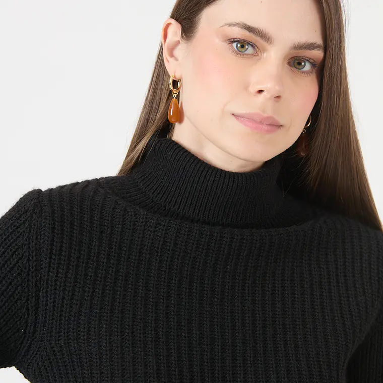 SWEATER CUELLO ALTO CON ALPACA COLOR NEGRO (TALLA S a XL) 5