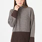 SWEATER CUELLO ALTO CON ALPACA COLOR BLOCK GRIS (TALLA S a XL) - Miniatura 1