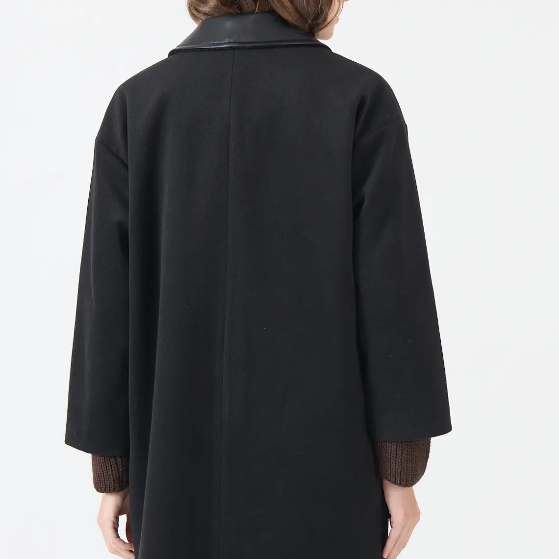 ABRIGO CUELLO CAMISERO MELANGE NEGRO (TALLA M y XL) 5