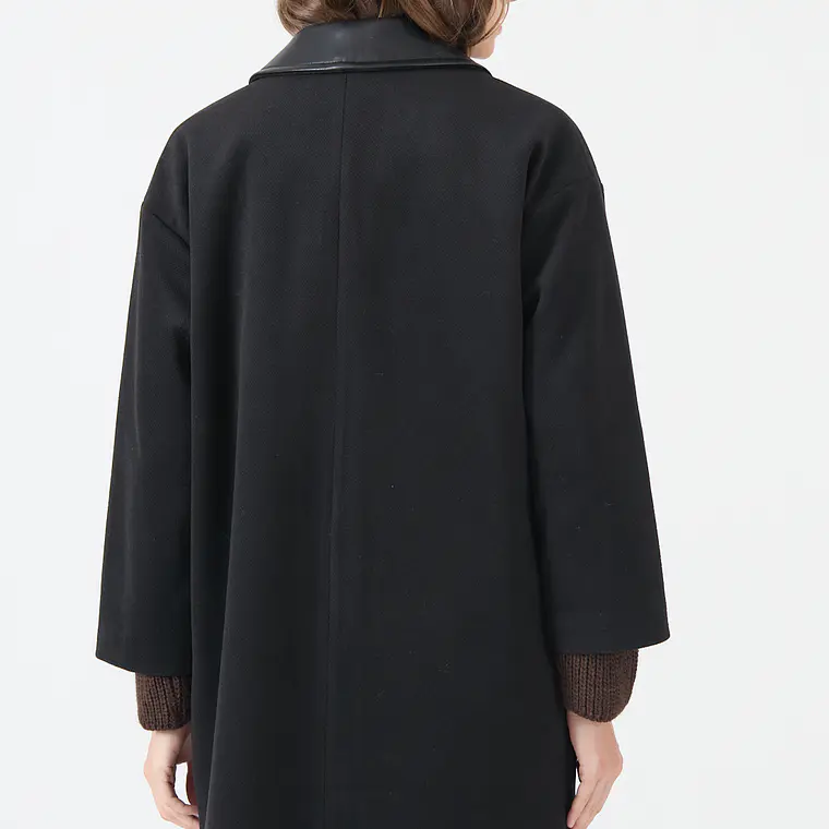 ABRIGO CUELLO CAMISERO MELANGE NEGRO (TALLA M y XL) 5