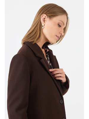 ABRIGO CASUAL CUELLO SASTRE COLOR CAFÉ (TALLA M a XL)