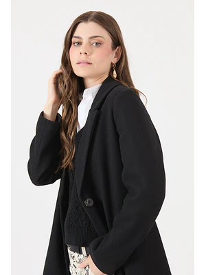 ABRIGO CASUAL CUELLO SASTRE NEGRO (TALLA L y XL)