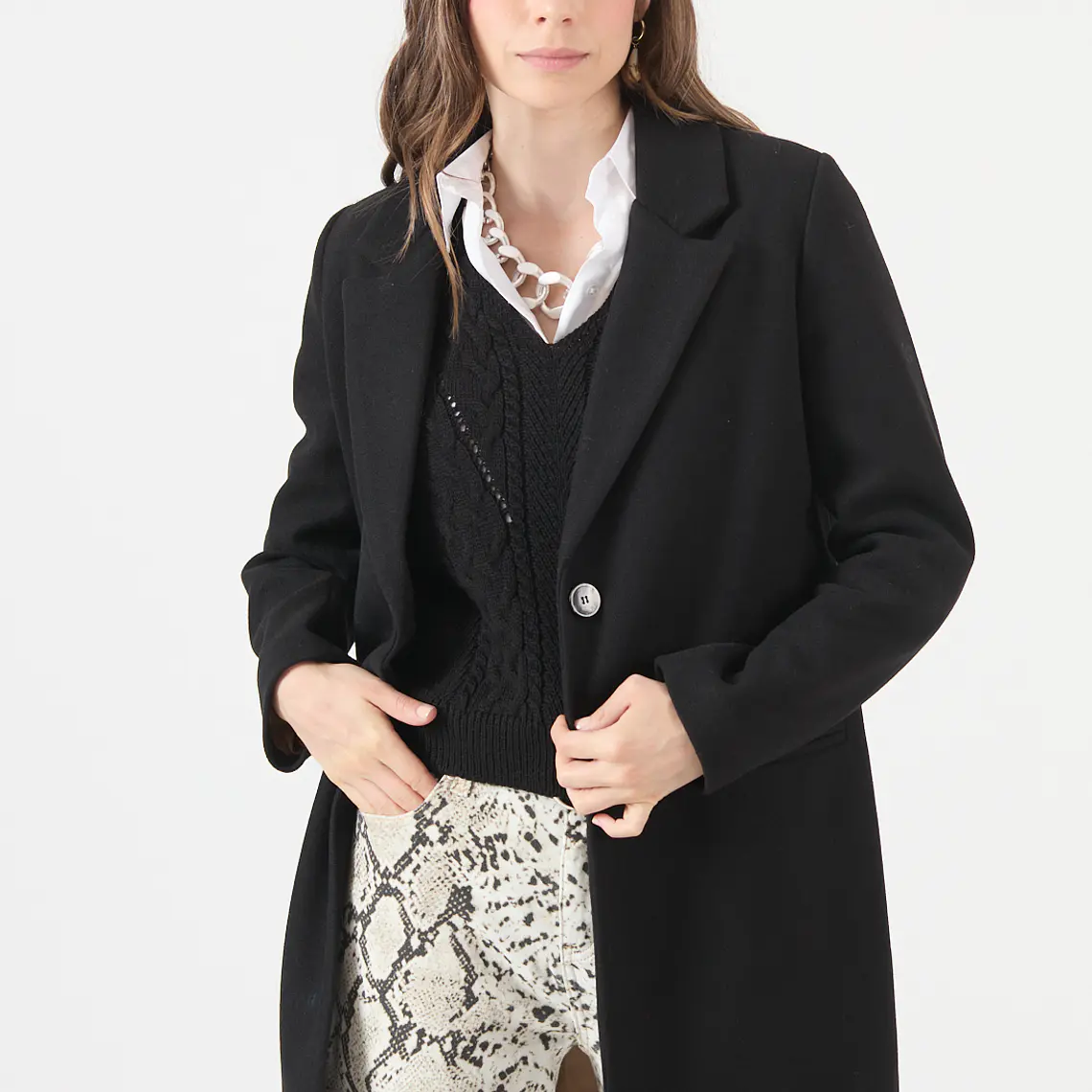 ABRIGO CASUAL CUELLO SASTRE NEGRO (TALLA L y XL) 4