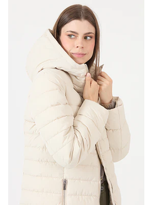 PARKA CUELLO CON GORRO COLOR CRUDO (TALLA L)