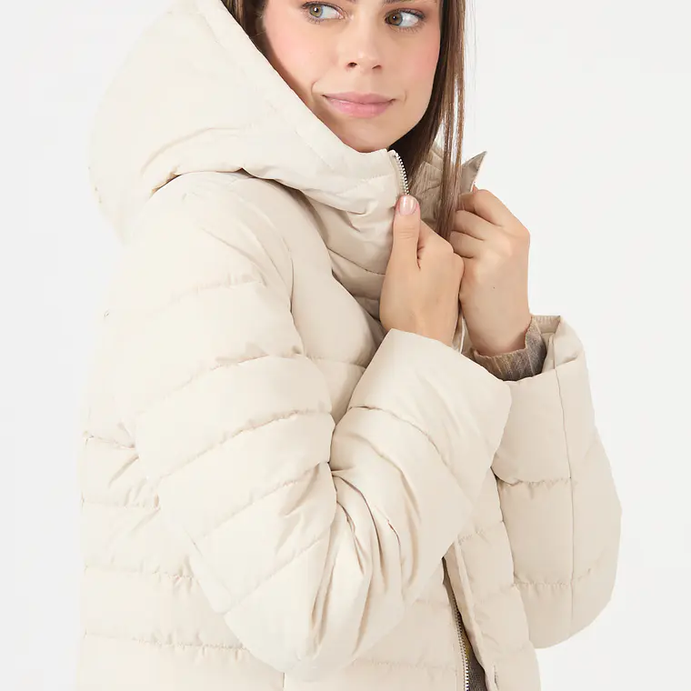 PARKA CUELLO CON GORRO COLOR CRUDO (TALLA L) 2