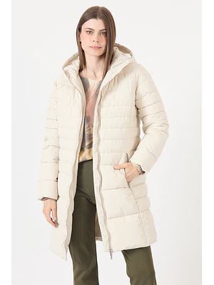 PARKA CUELLO CON GORRO COLOR CRUDO (TALLA L)