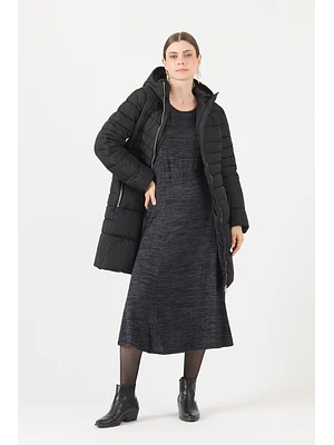 PARKA CUELLO CON GORRO COLOR NEGRO (TALLA S a L)