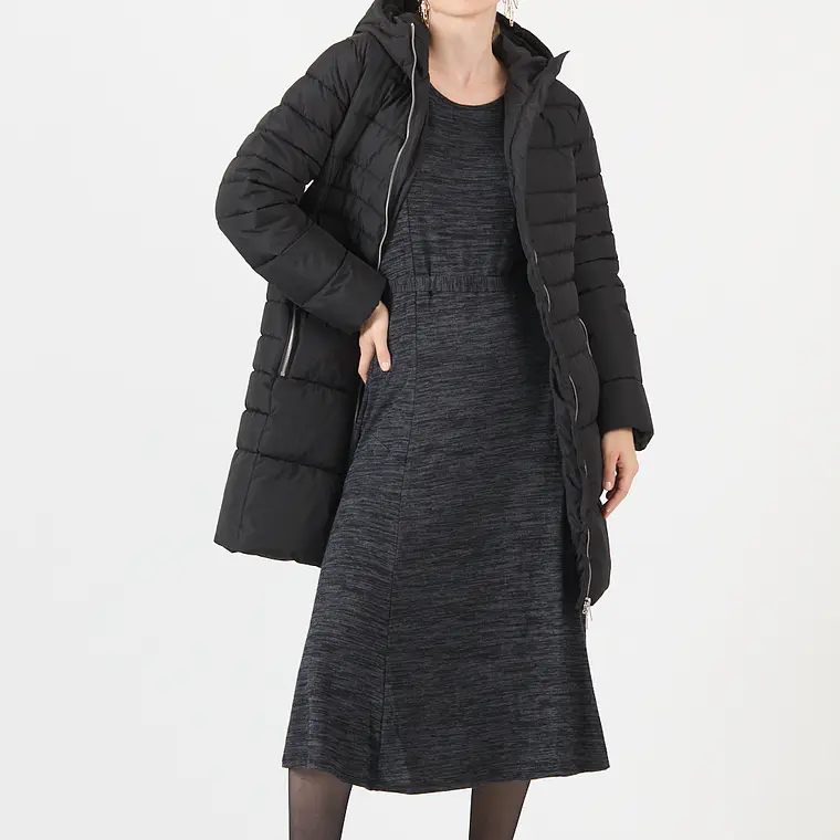 PARKA CUELLO CON GORRO COLOR NEGRO (TALLA S a L) 2