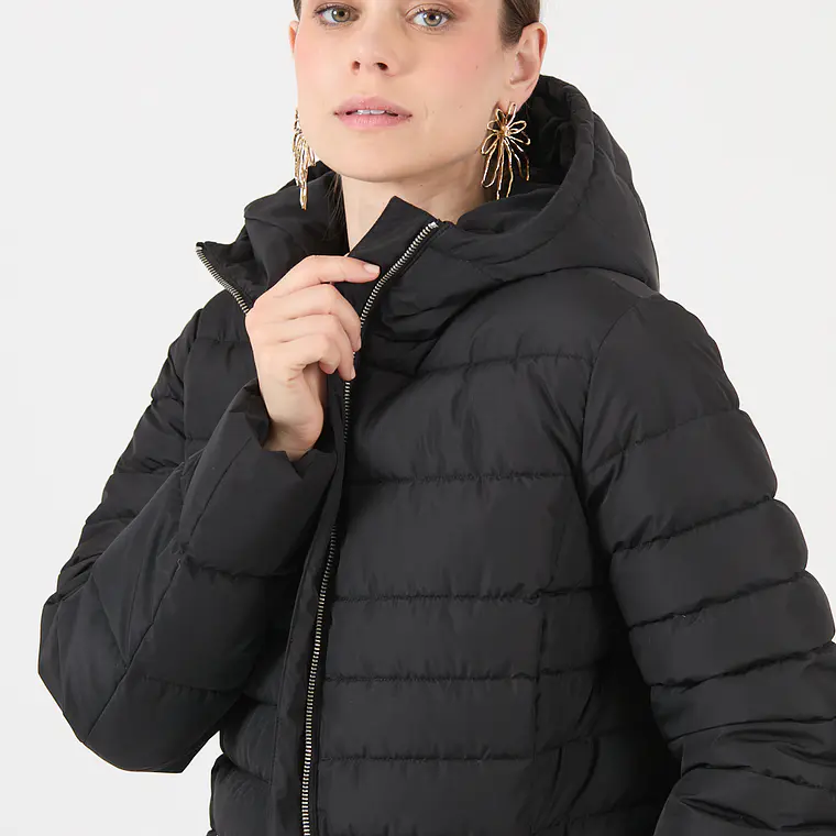 PARKA CUELLO CON GORRO COLOR NEGRO (TALLA S a L) 3