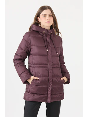 PARKA CUELLO CON GORRO COLOR BURDEO (TALLA S a L)