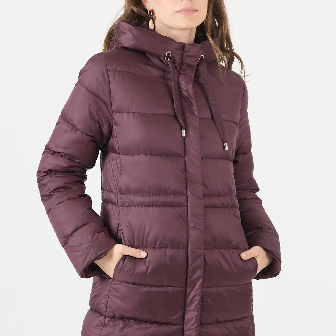 PARKA CUELLO CON GORRO COLOR BURDEO (TALLA S a L) 1