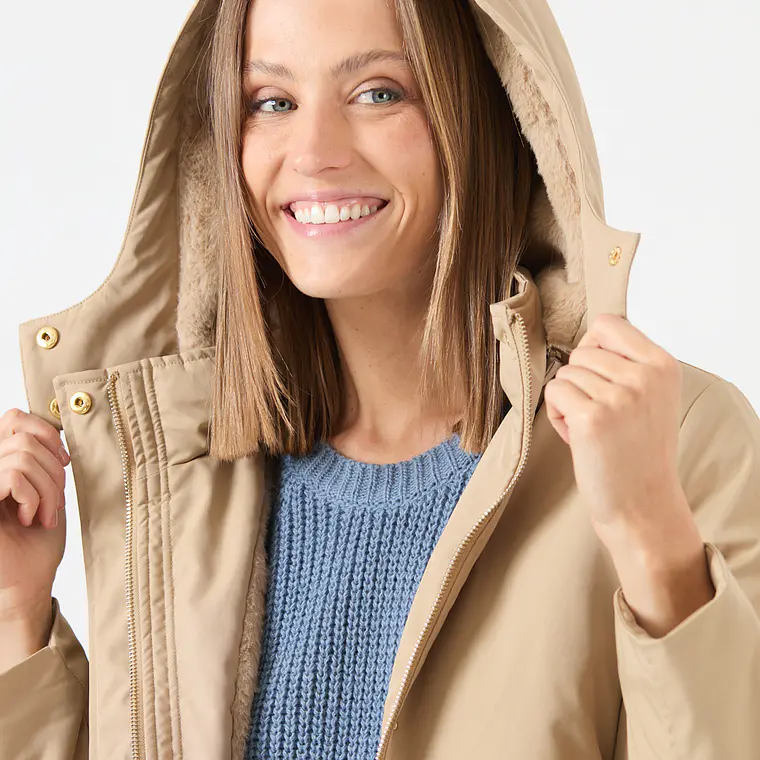PARKA BEIGE CUELLO CON GORRO (TALLA M a XL) 3